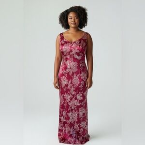 Vintage 90’s CDC floral jacquard evening maxi dress for prom, wedding Sz 14